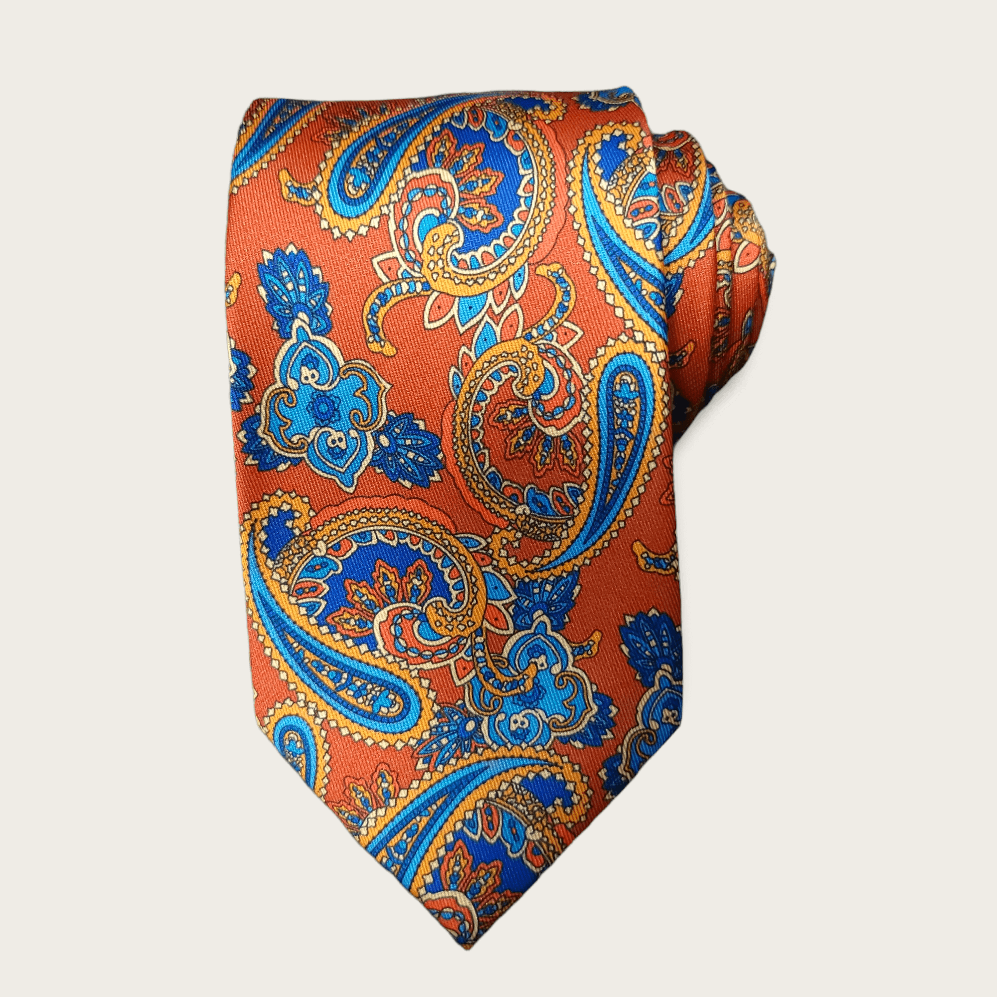 Orange Blue Paisley Tie - STYLETIE