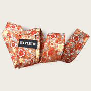 Orange Floral Slim Tie - STYLETIE