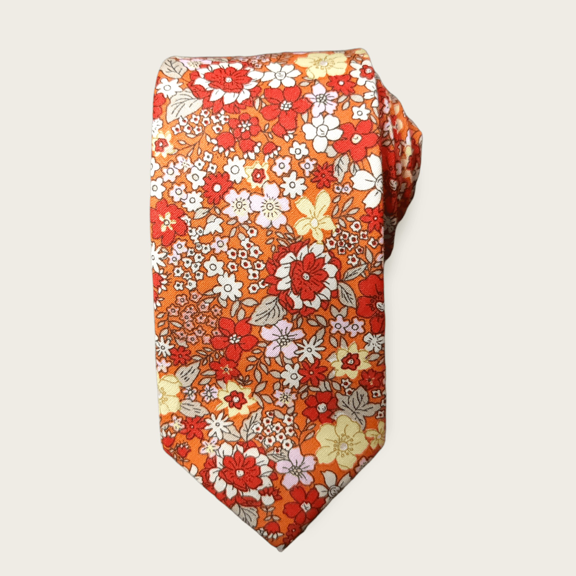 Orange Floral Slim Tie - STYLETIE