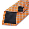 Orange Plaid Striped Silk Tie Pocket Square Cufflink Set - STYLETIE