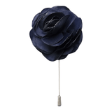 Peonies Flower Lapel Pin Navy Blue