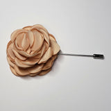 Peonies Flower Lapel Pin Tan Brown