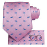 Pink Flamingo Silk Tie Pocket Square Cufflink Set - STYLETIE
