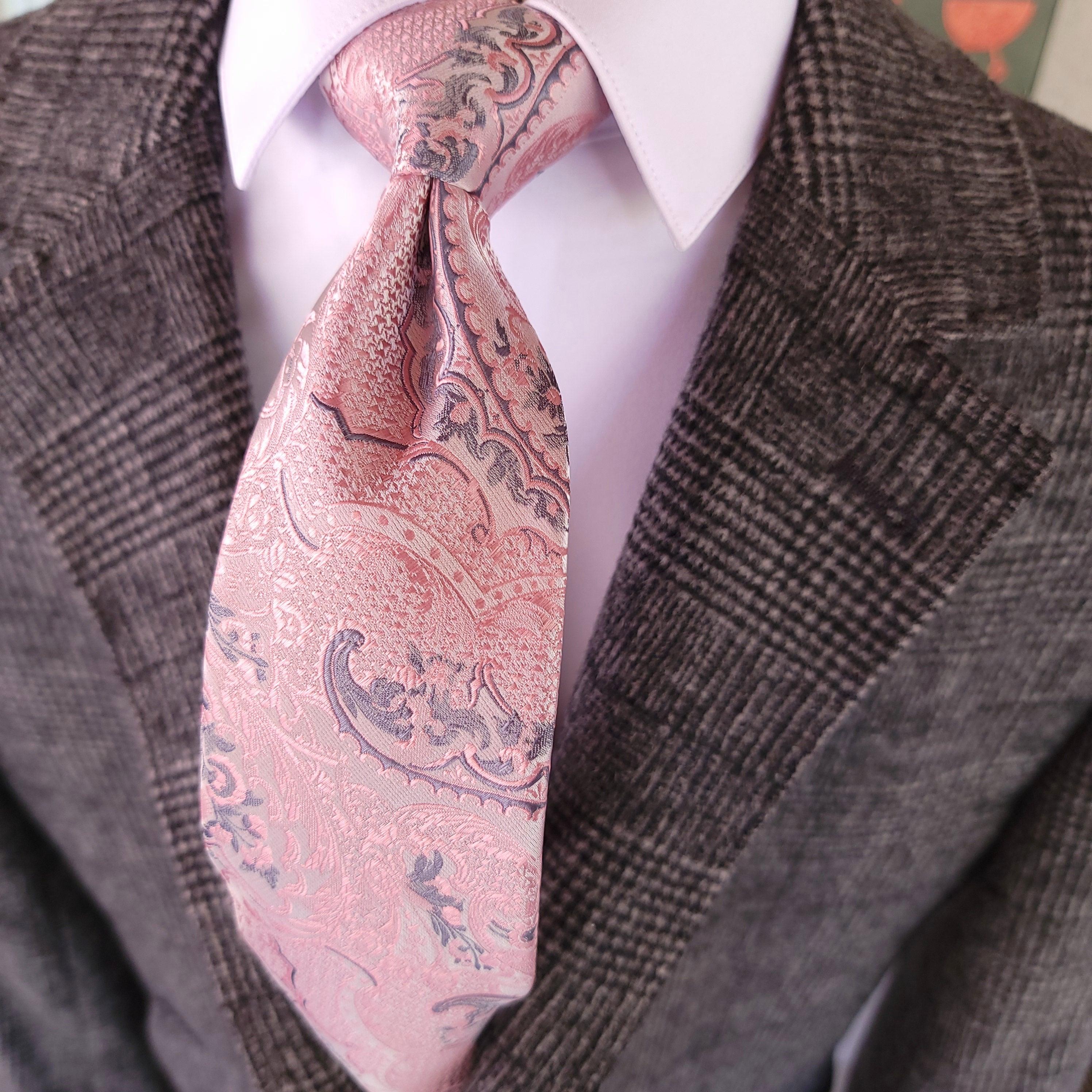 Pink Floral Silk Tie Pocket Square Cufflink Set - STYLETIE
