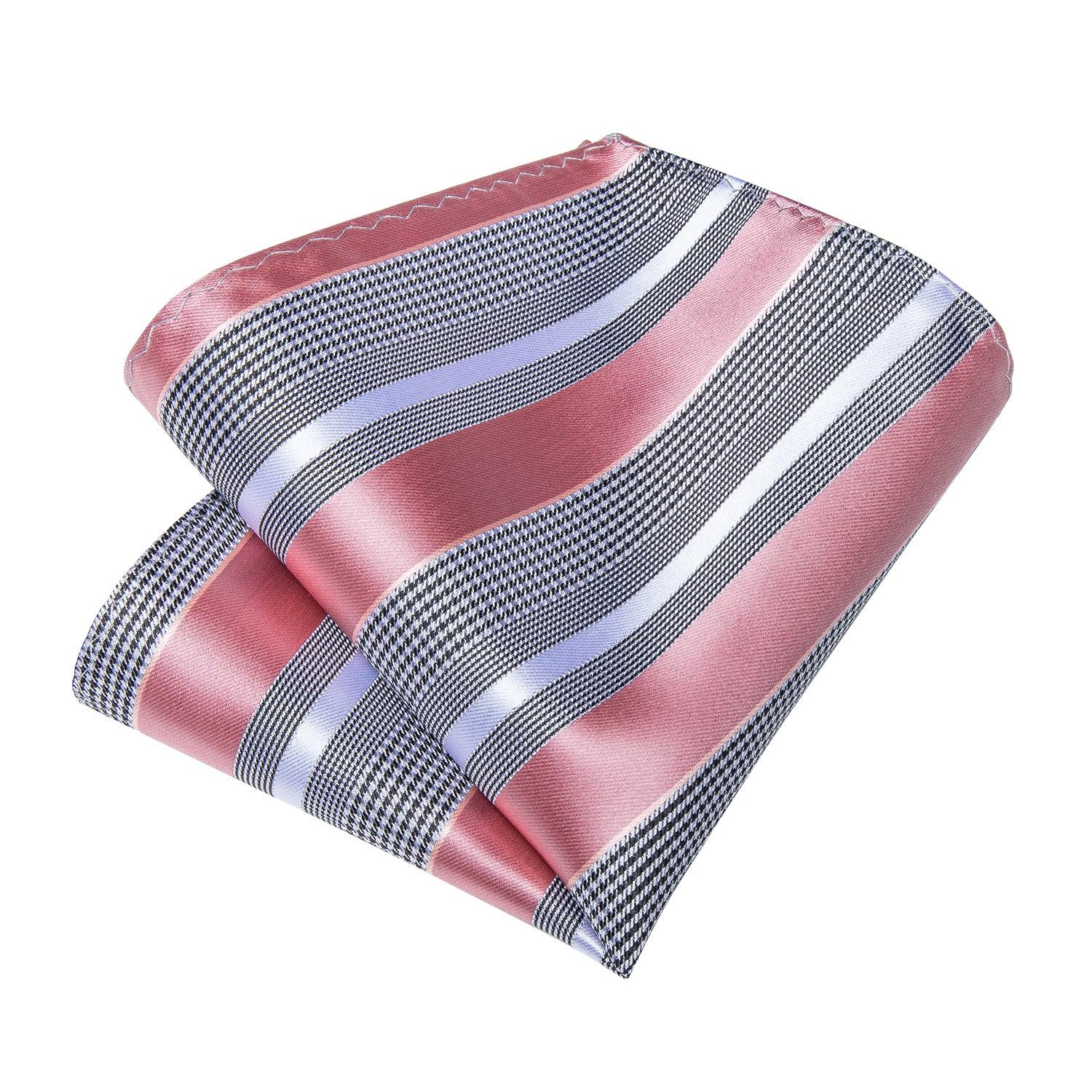 Pink Striped Silk Tie Pocket Square Cufflink Set - STYLETIE