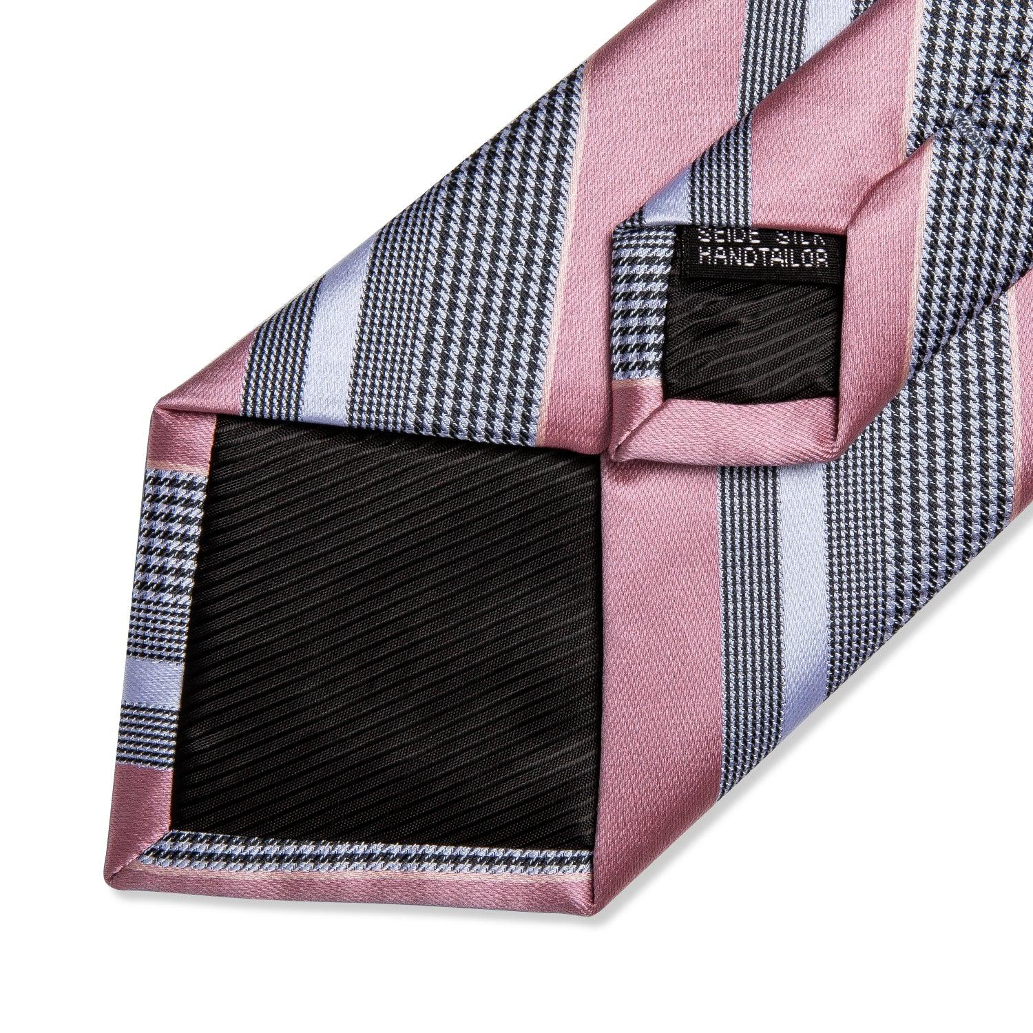 Pink Striped Silk Tie Pocket Square Cufflink Set - STYLETIE