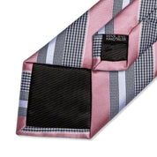Pink Striped Silk Tie Pocket Square Cufflink Set - STYLETIE