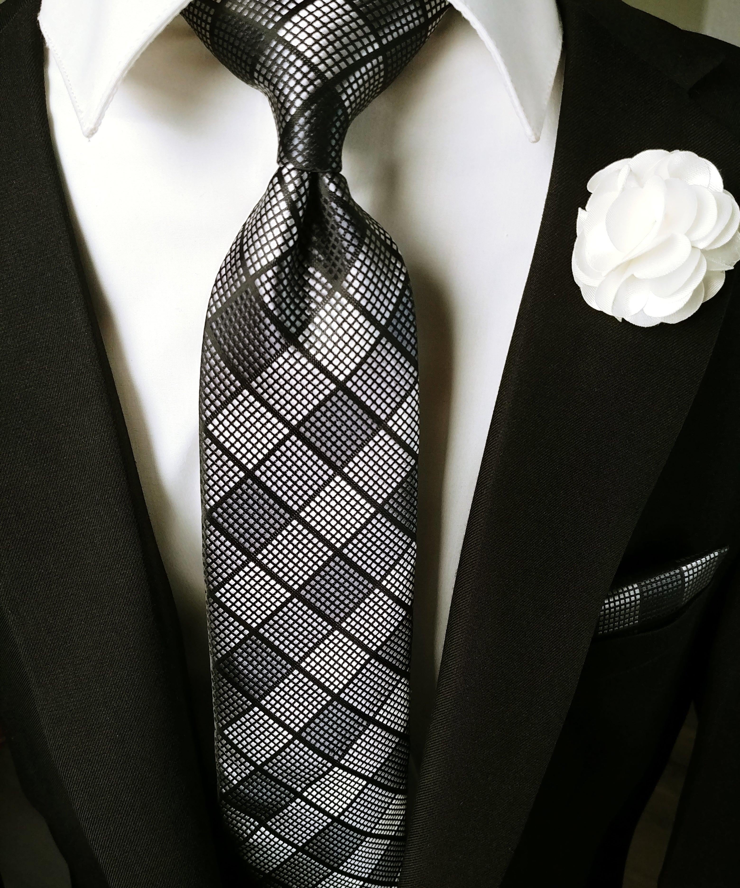 Plaid Tie Set of Pocket Square and Cufflinks - STYLETIE