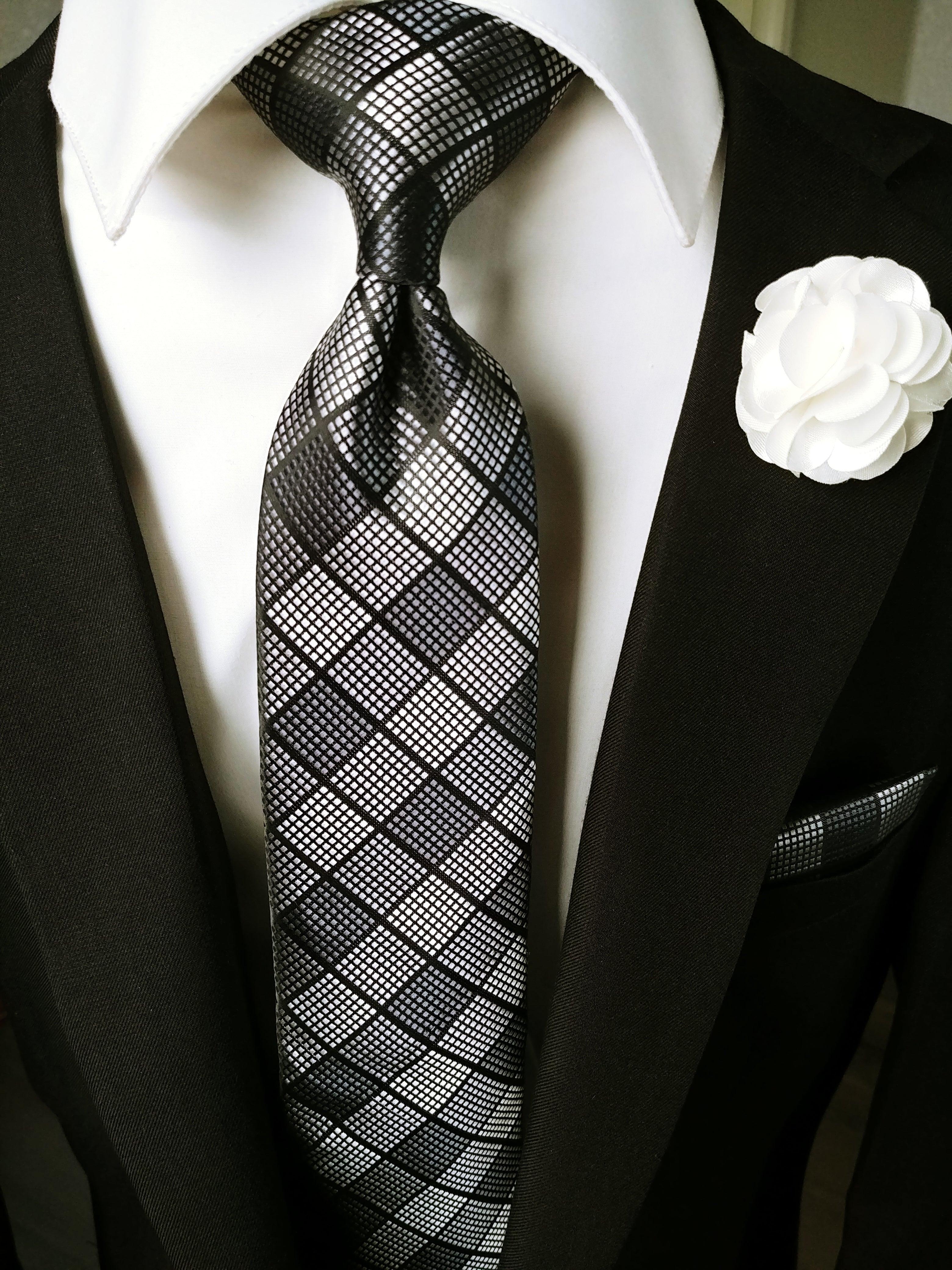 Plaid Tie Set of Pocket Square and Cufflinks - STYLETIE