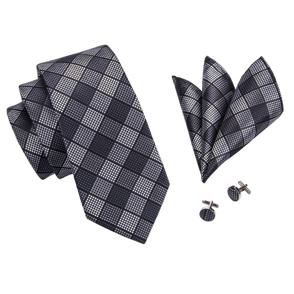 Plaid Tie Set of Pocket Square and Cufflinks - STYLETIE