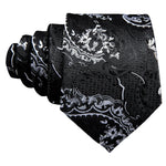 Black Paisley Silk Tie Pocket Square Cufflink Set - STYLETIE