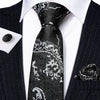 Black Paisley Silk Tie Pocket Square Cufflink Set - STYLETIE