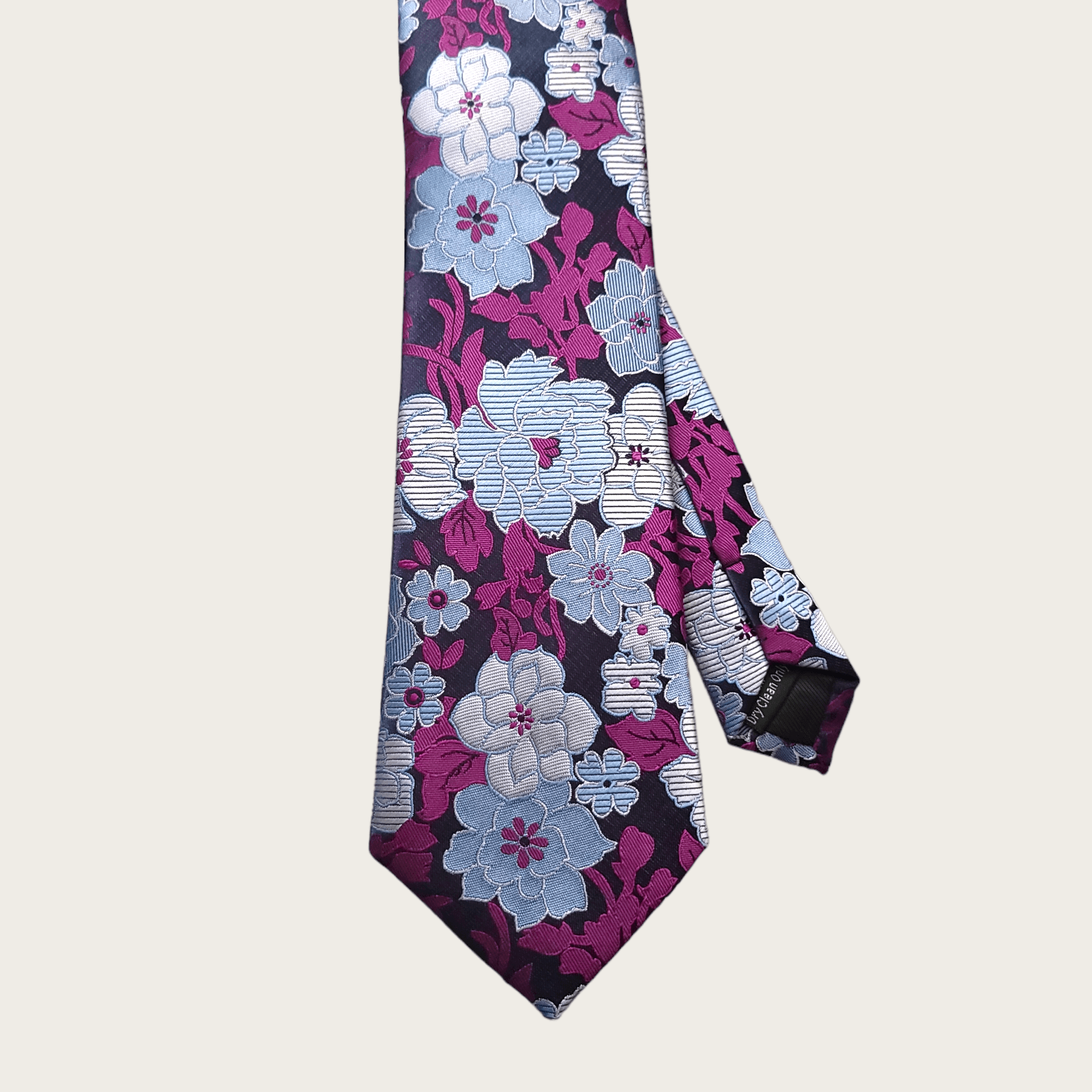 Purple Gray Floral Silk Tie Pocket Square Set - STYLETIE