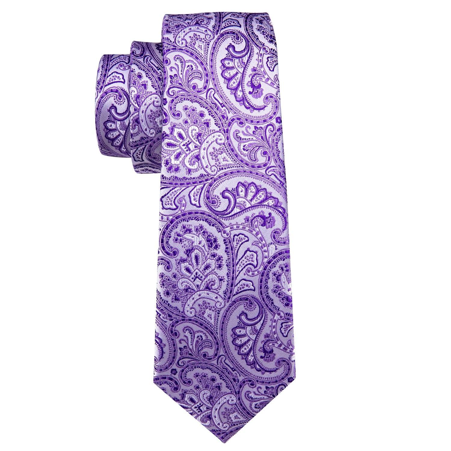 Purple Paisley Silk Tie Pocket Square Cufflink Set - STYLETIE