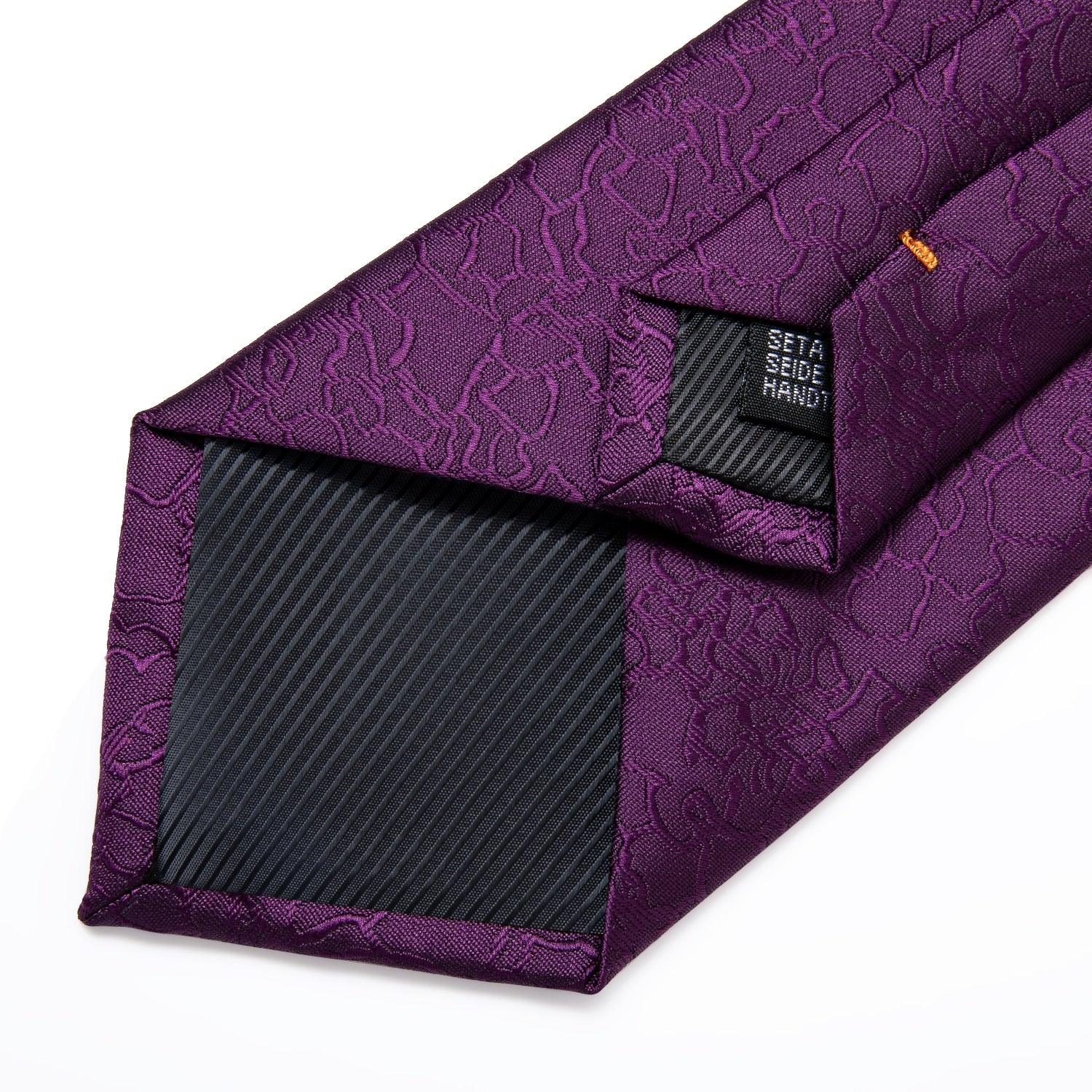 Purple Silk Tie Pocket Square Cufflinks Set - STYLETIE