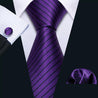 Purple Stripe Silk Tie Pocket Square Cufflink Set - STYLETIE