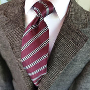 Purple Striped Silk Tie Pocket Square Cufflink Set - STYLETIE