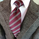 Purple Striped Silk Tie Pocket Square Cufflink Set