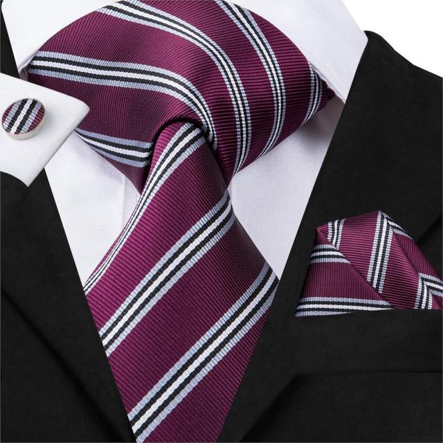 Striped Silk Tie Pocket Square Cufflink Set - STYLETIE