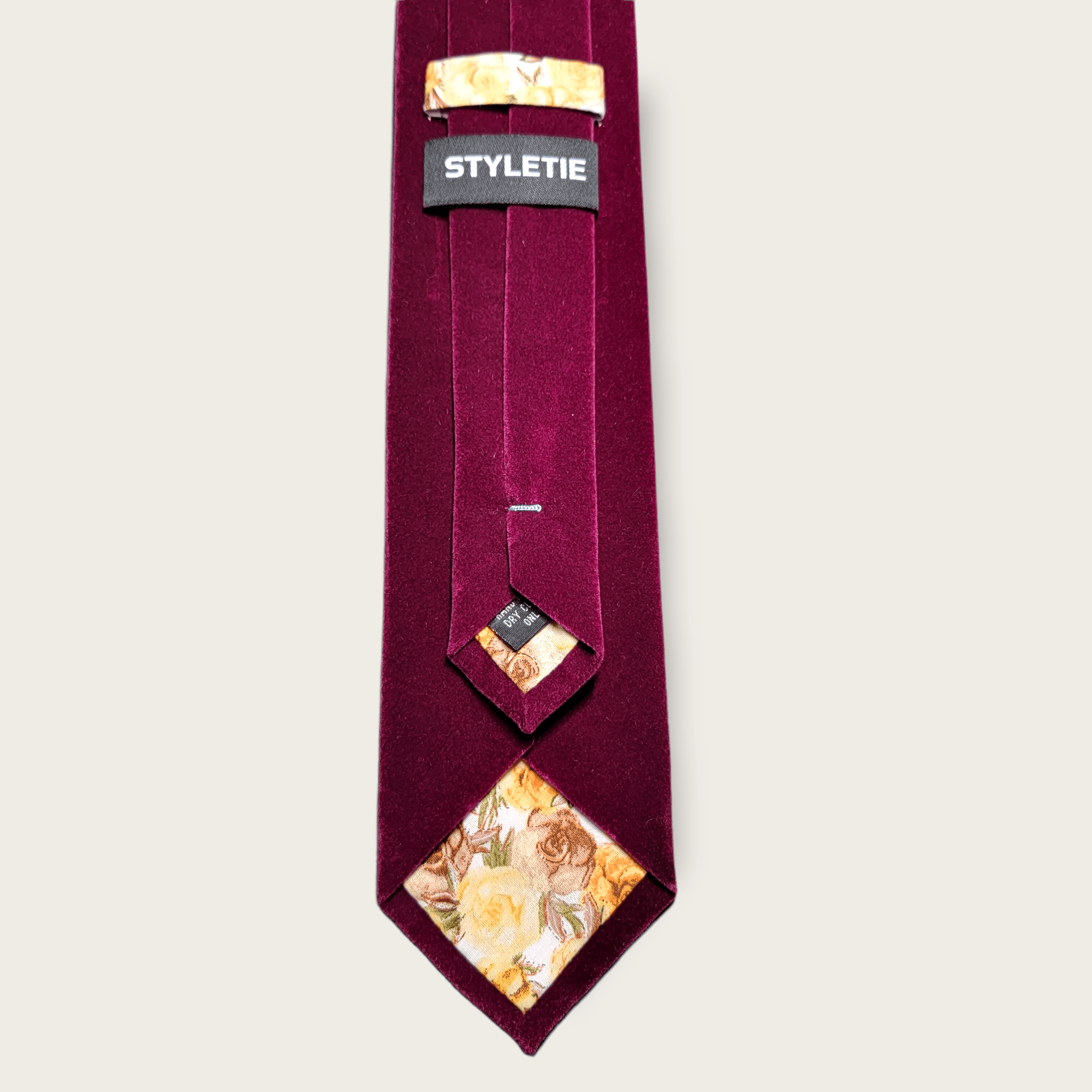 Purple Velvet Floral Tie - STYLETIE