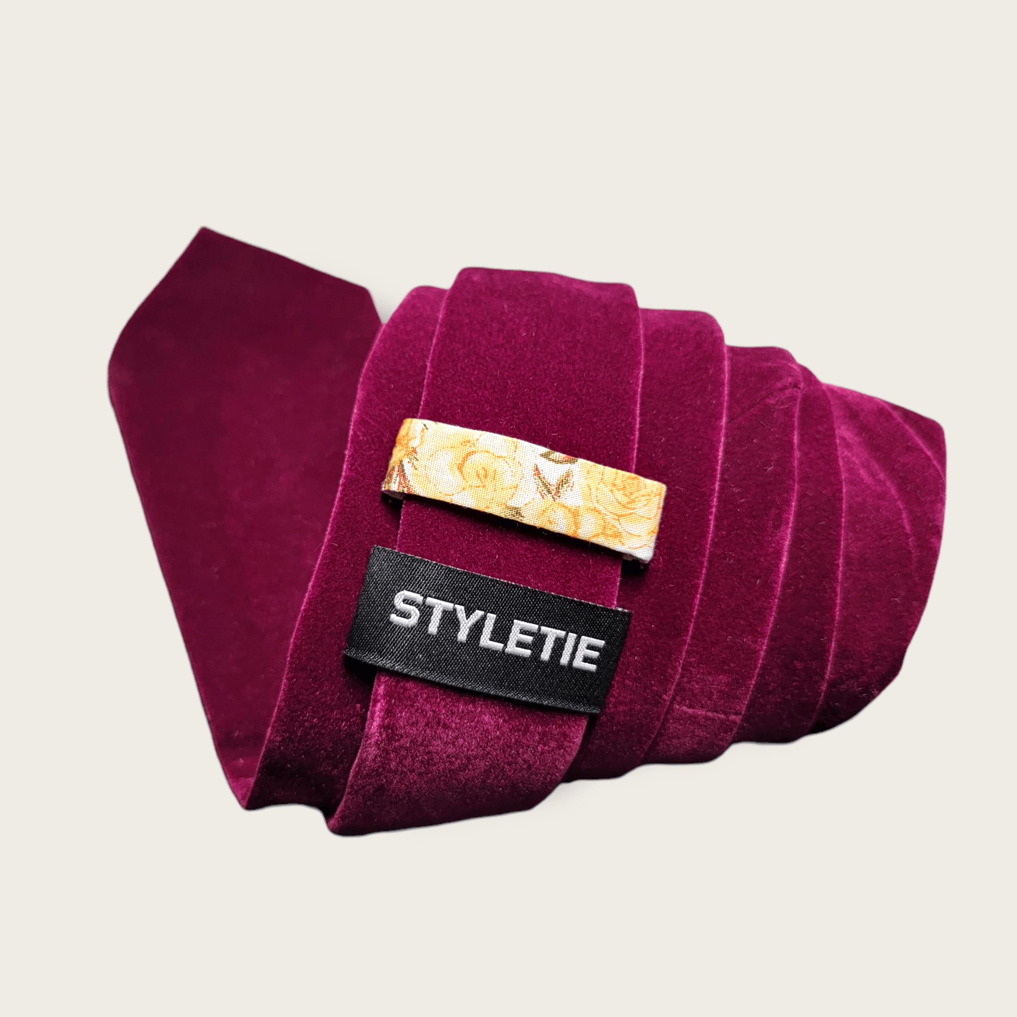 Purple Velvet Floral Tie - STYLETIE