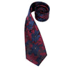 Red Blue Floral Silk Tie Pocket Square Cufflinks Set - STYLETIE