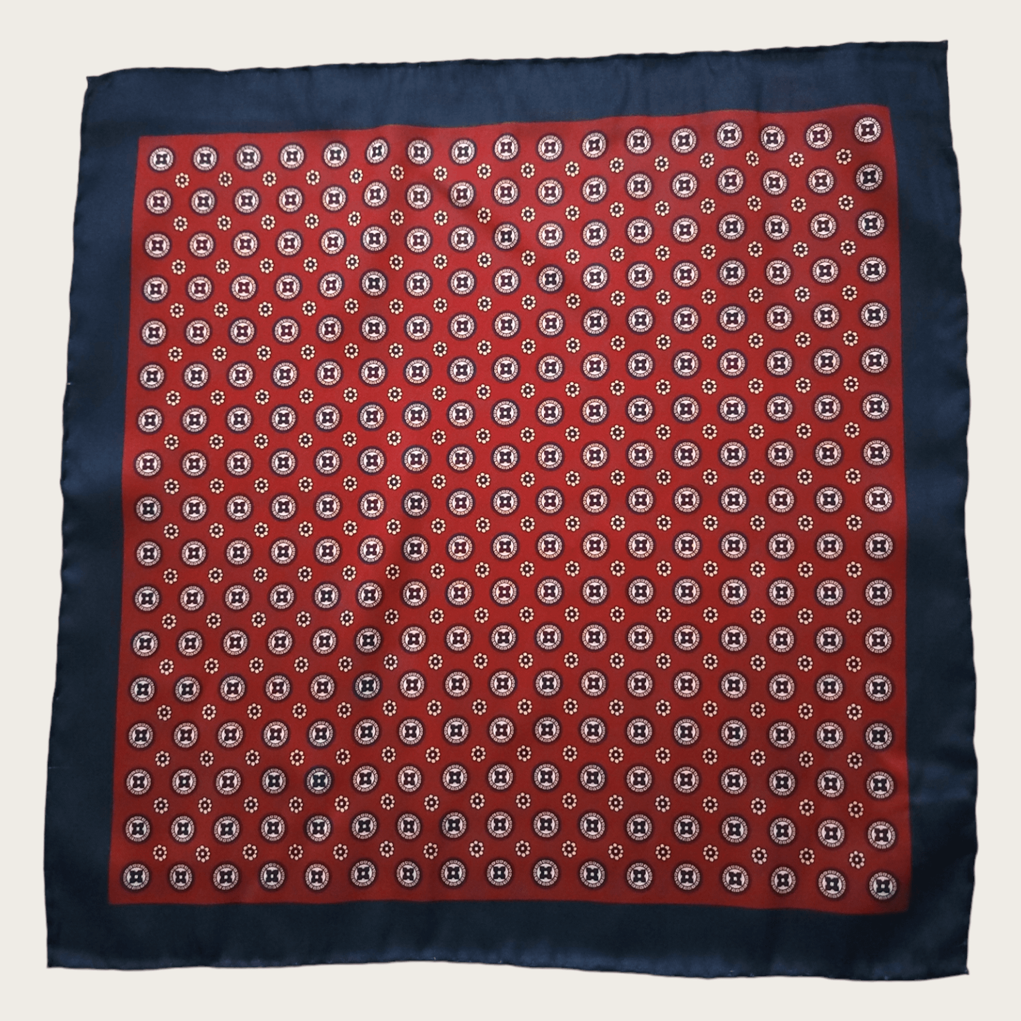 Red Navy Blue Floral Stylish and Elegant Silk Pocket Square - STYLETIE