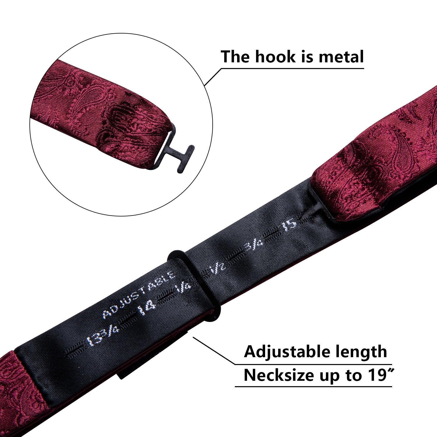 Red Paisley Silk Bowtie Pocket Square Cufflink Set - STYLETIE