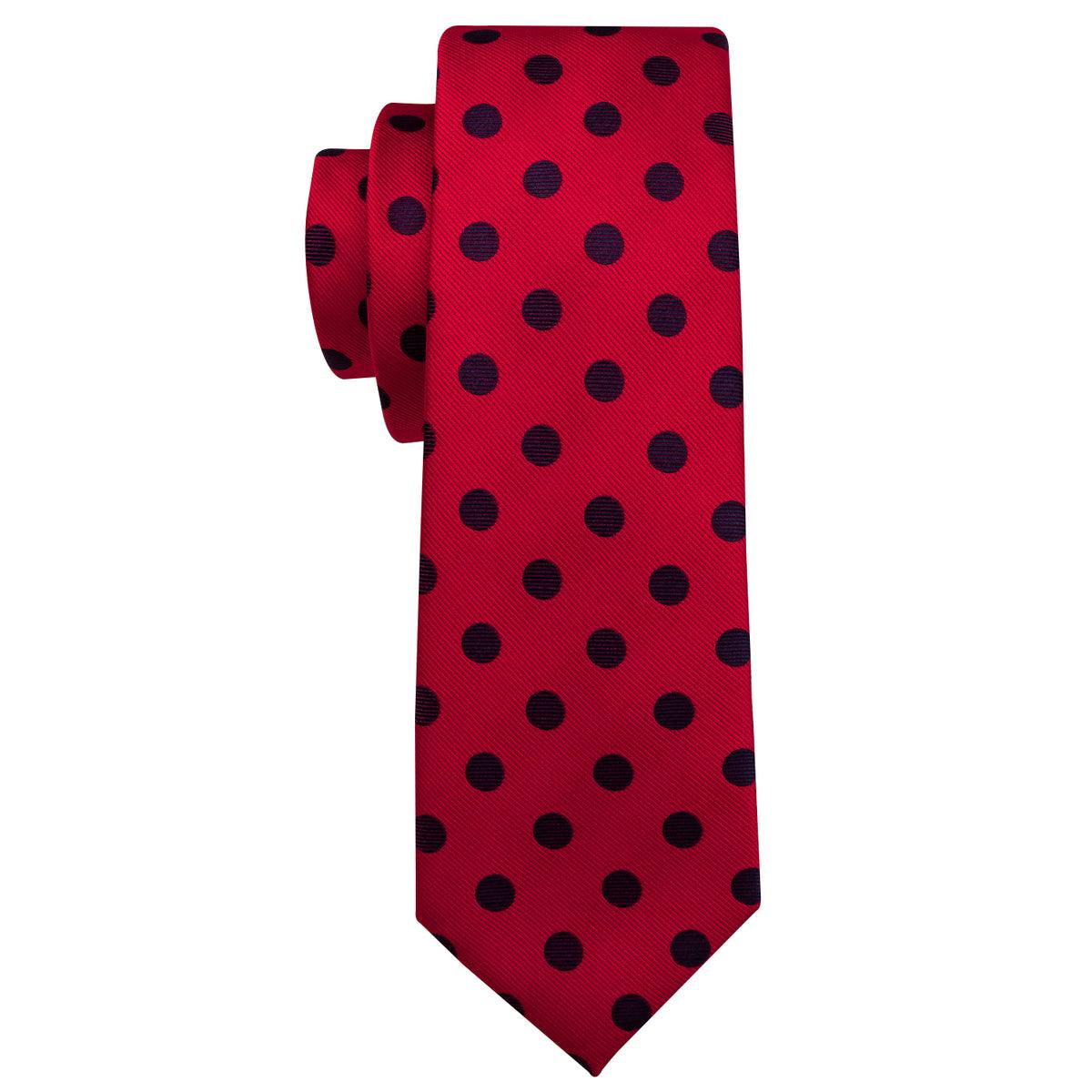 Red Polka Dot Silk Tie Pocket Square Cufflink Set - STYLETIE