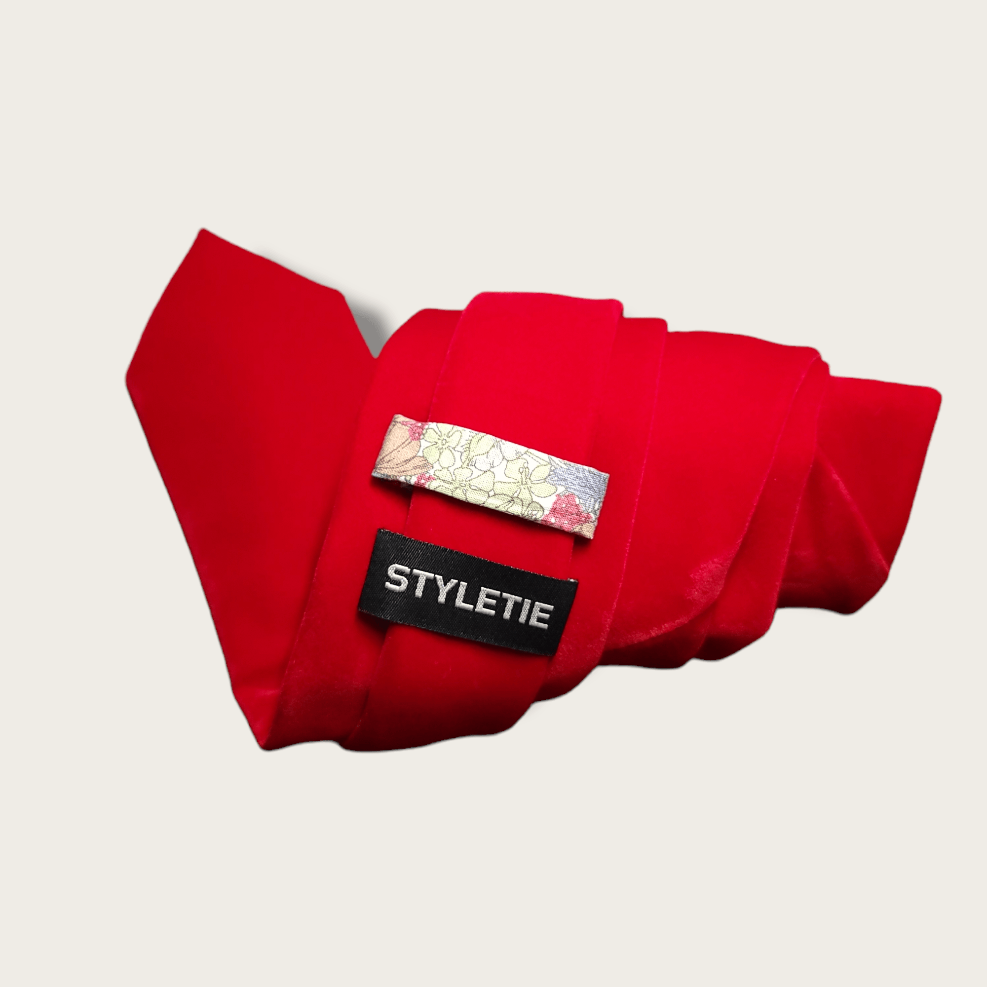 Red Velvet Floral Tie - STYLETIE