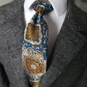Retro Green Floral Silk Tie Pocket Square Cufflink Set - STYLETIE