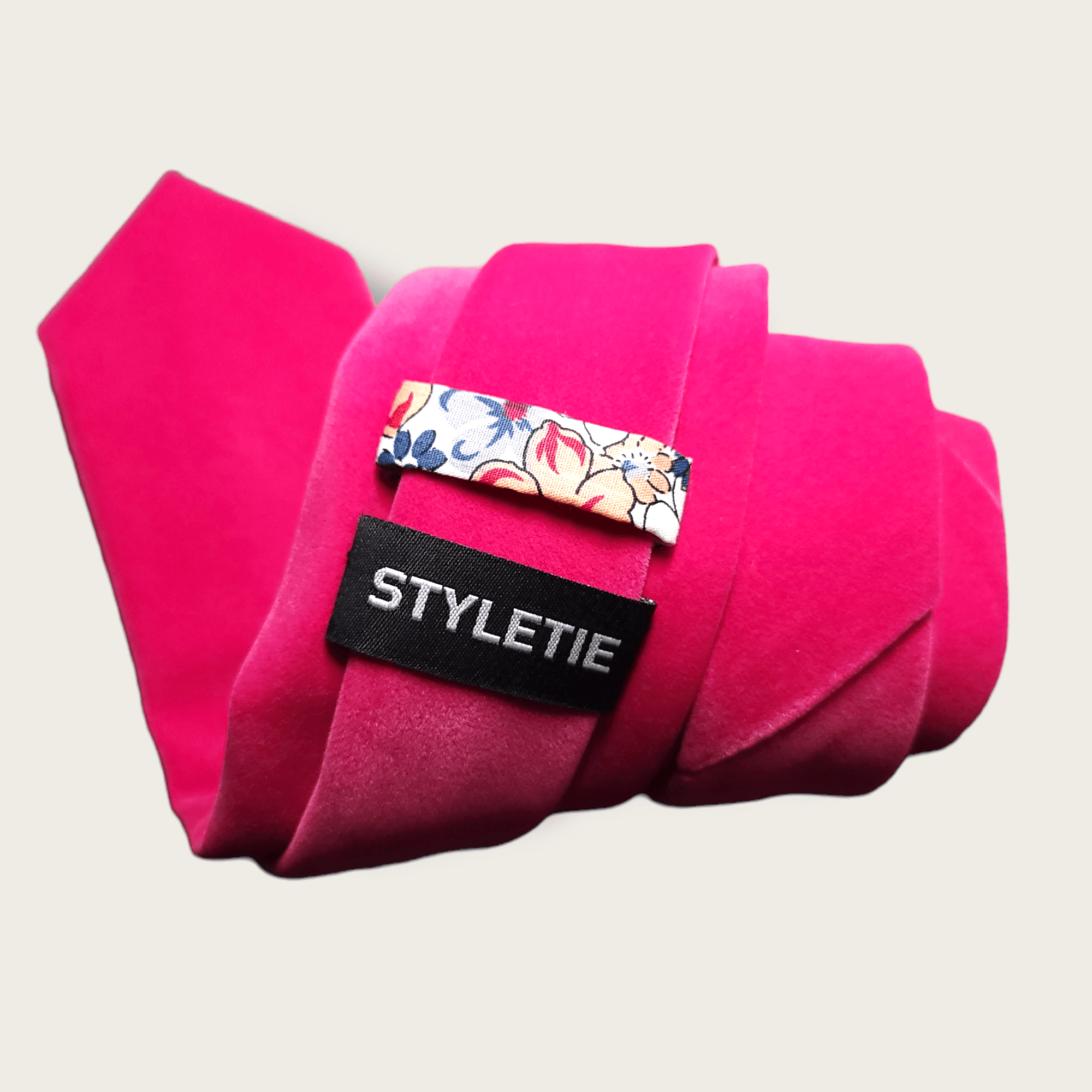 Rose Pink Velvet Floral Tie - STYLETIE