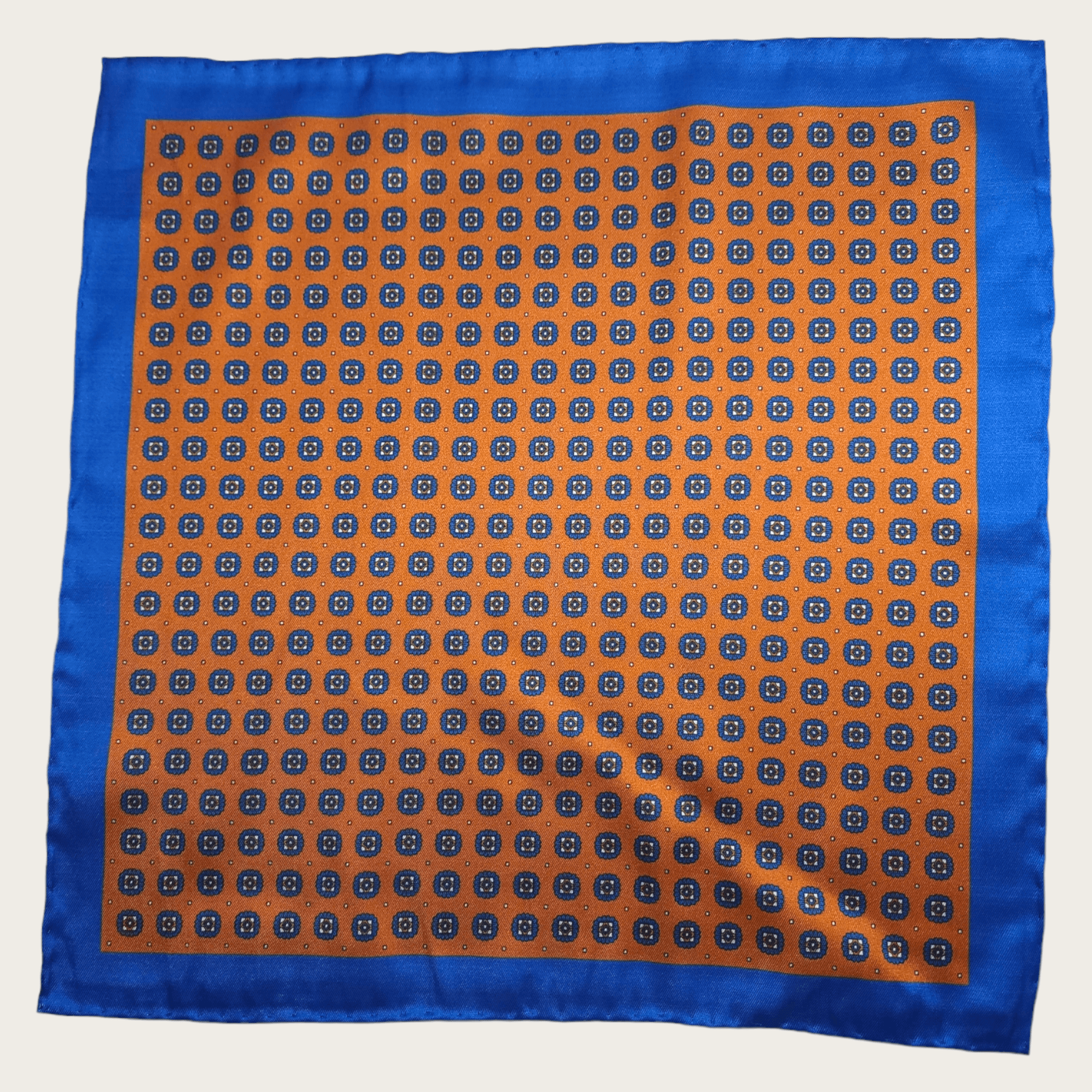 Royal Blue Orange Dot Stylish and Elegant Silk Pocket Square - STYLETIE