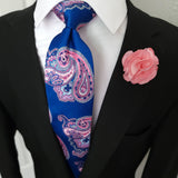 Royal Blue Pink Paisley Tie