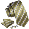 Sage Green White Stripe Silk Tie Pocket Square Cufflink Set - STYLETIE