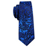 Sapphire Blue Floral Silk Tie Pocket Square Cufflink Set - STYLETIE