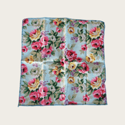 Sky Blue Sage Green Rose Floral Slim Tie Pocket Square Set - STYLETIE