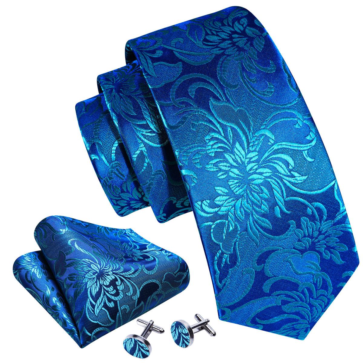 Steel Blue Silk Tie Pocket Square Cufflink Set - STYLETIE