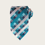 Turquoise Geometric Silk Tie Pocket Square Set - STYLETIE