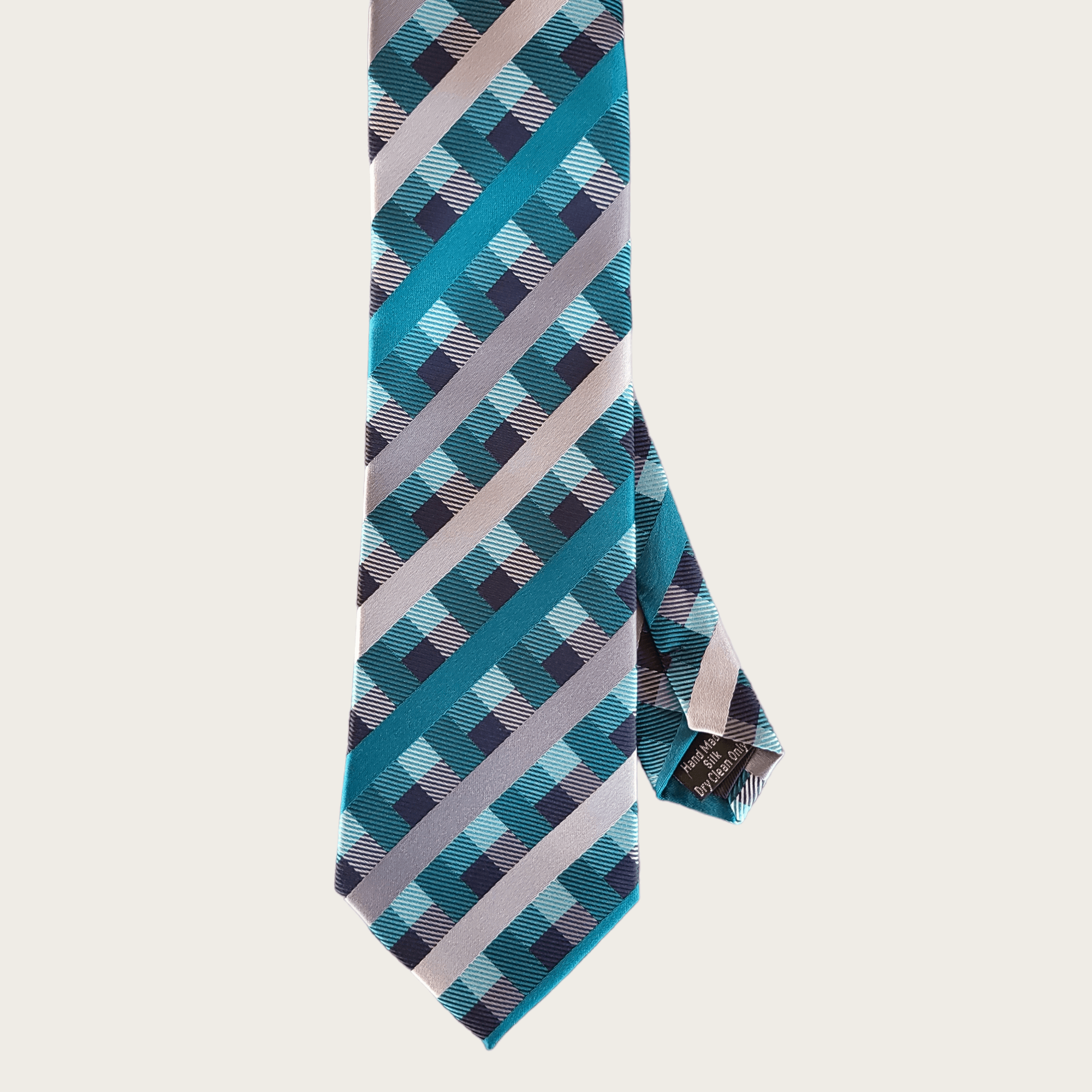 Turquoise Geometric Silk Tie Pocket Square Set - STYLETIE