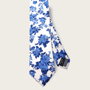 White Blue Floral Slim Tie - STYLETIE