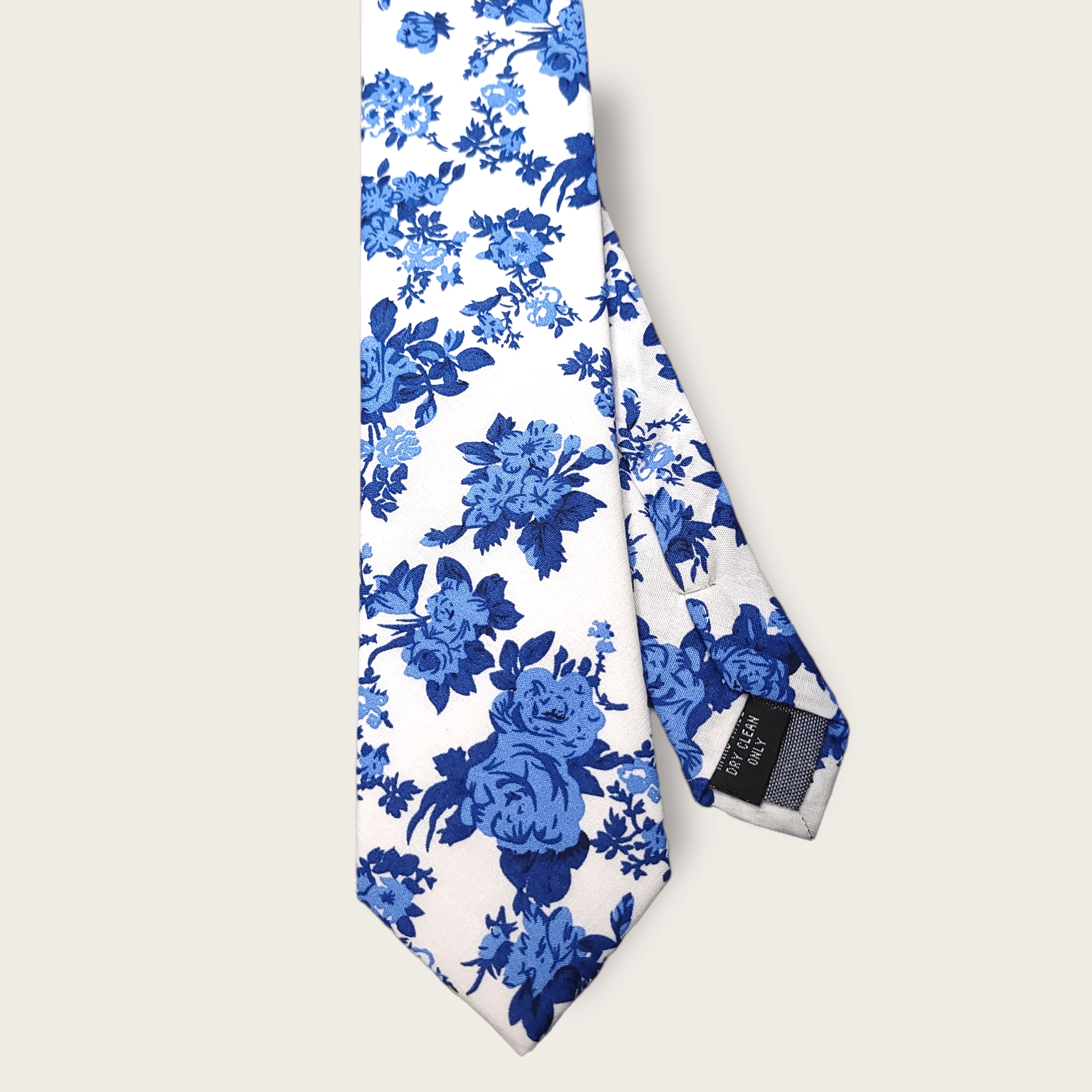 White Blue Floral Slim Tie - STYLETIE
