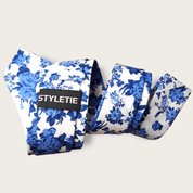 White Blue Floral Slim Tie - STYLETIE