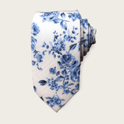 White Light Blue Floral Slim Tie - STYLETIE