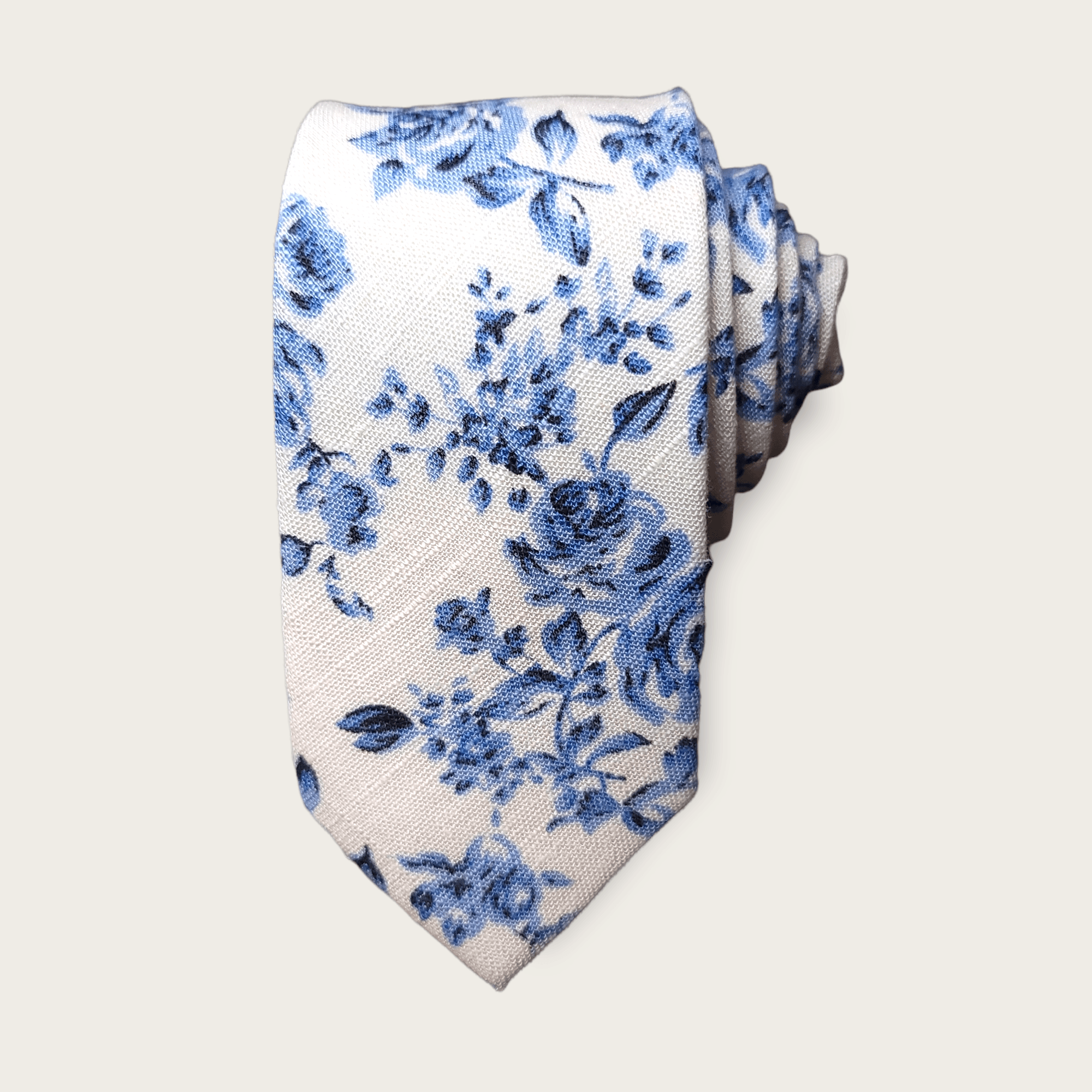 White Light Blue Floral Slim Tie - STYLETIE