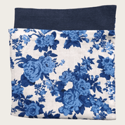 White Navy Blue Floral Reversible Pocket Square - STYLETIE