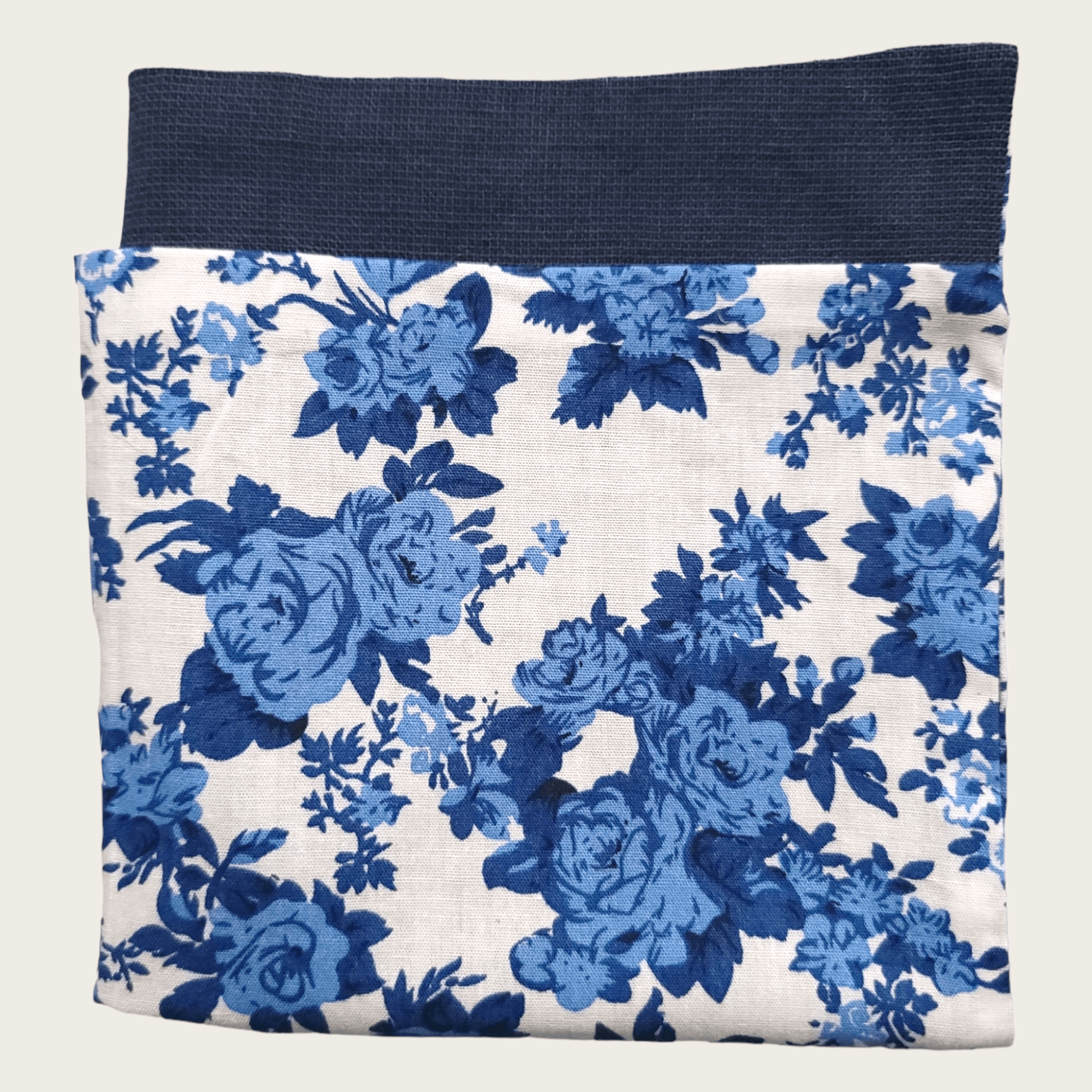 White Navy Blue Floral Reversible Pocket Square - STYLETIE