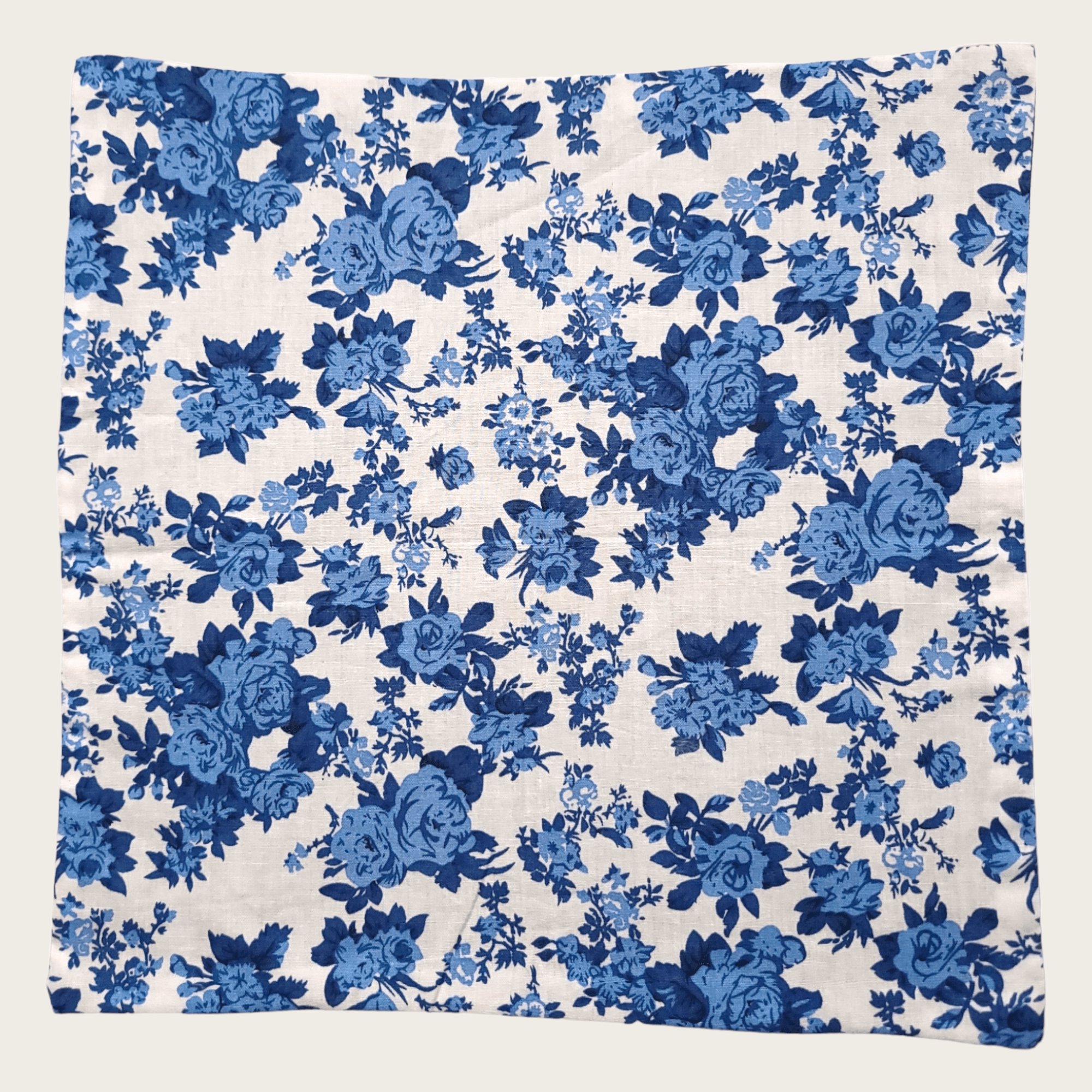 White Navy Blue Floral Reversible Pocket Square - STYLETIE