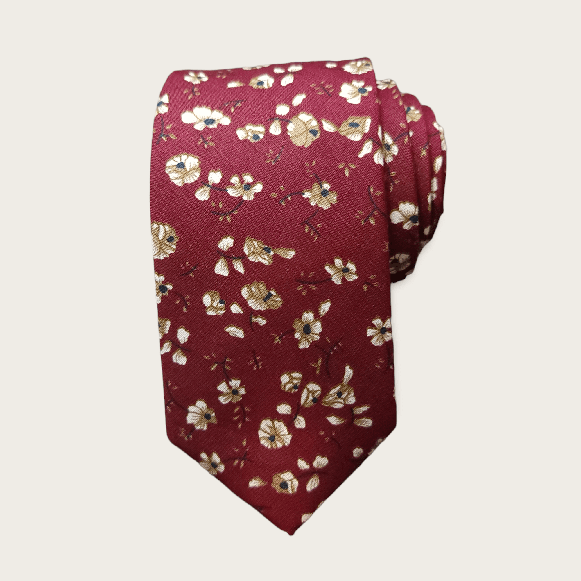 Wine Floral Slim Tie - STYLETIE