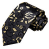 Yellow Black Floral Silk Tie Pocket Square Cufflink Set - STYLETIE